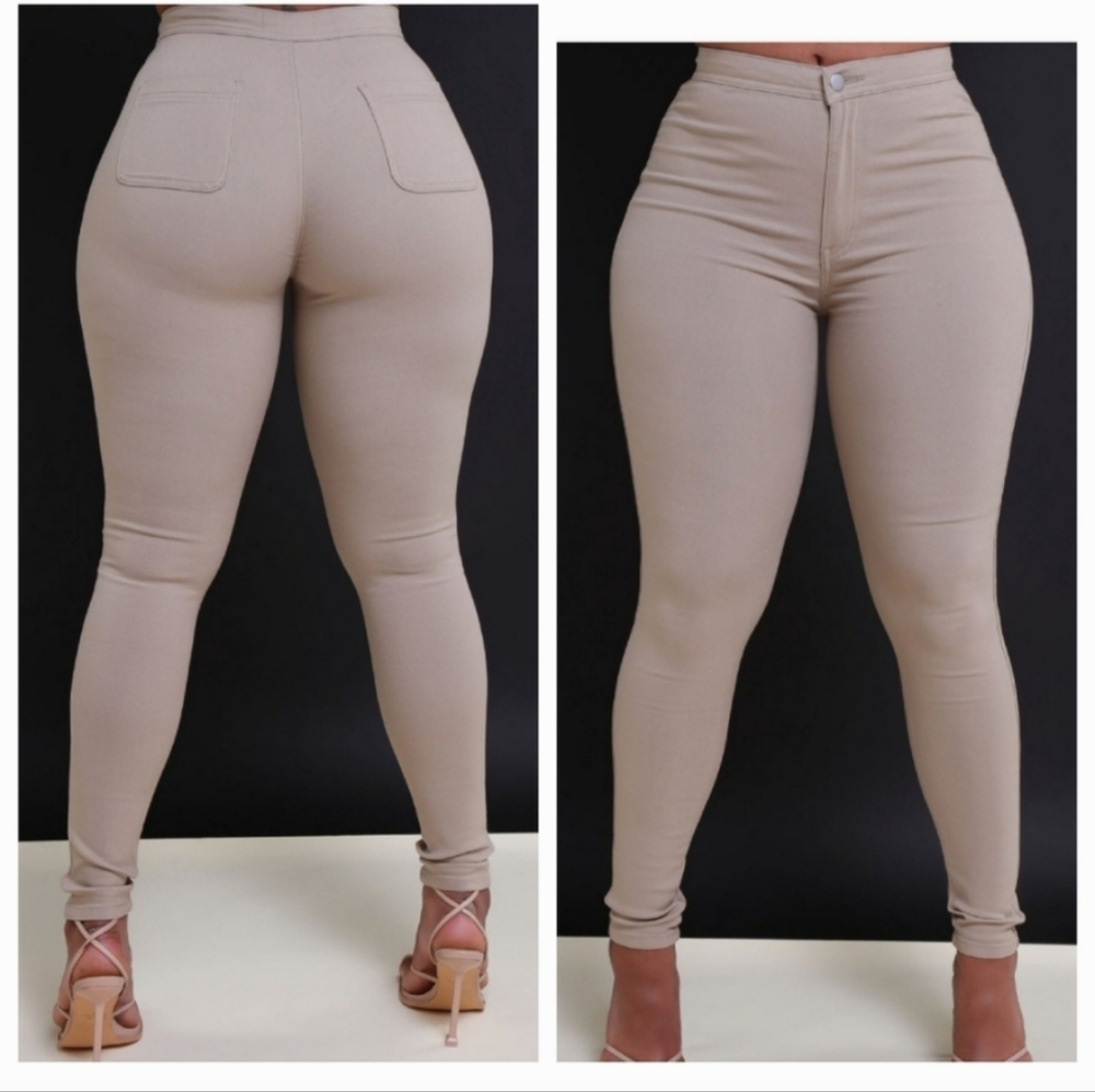 New Super Swank High Waist Stretchy Jeans XL/1X Khaki